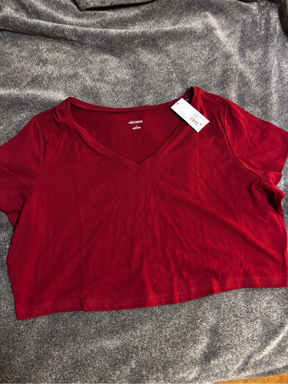 Wine Red Crop Top NWT V Neck